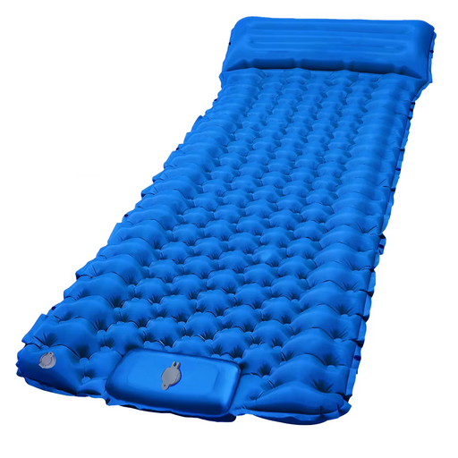 Ultralight inflatable sleeping pad with integrated pillow and V-shape body-mapping design