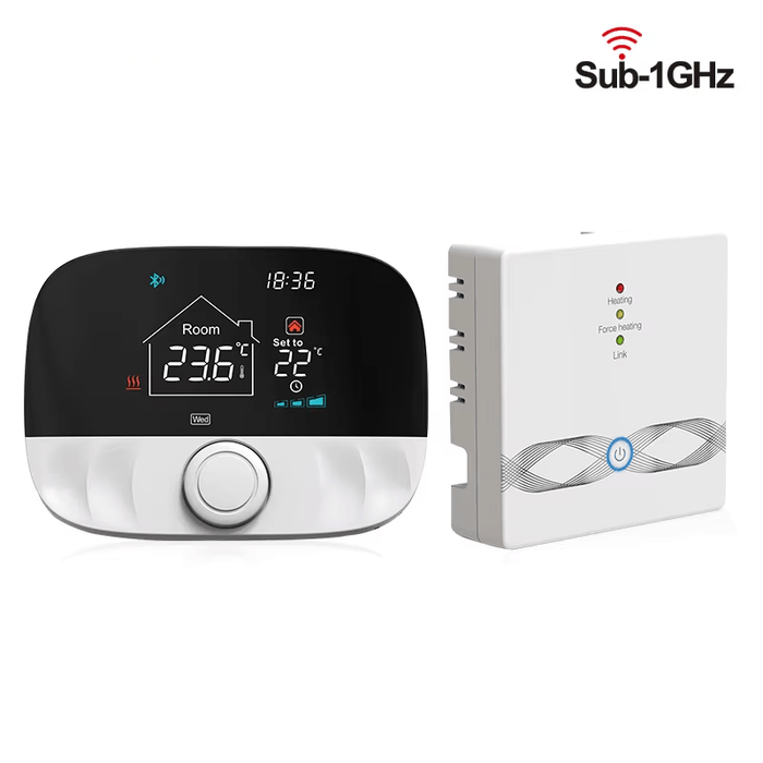 Smart Heating Thermostat for Floor, Water & Gas Boilers with WiFi Alexa & Google Control (T9W-RC9 White) - High-Tech Energy-Saving Home Temperature Control System