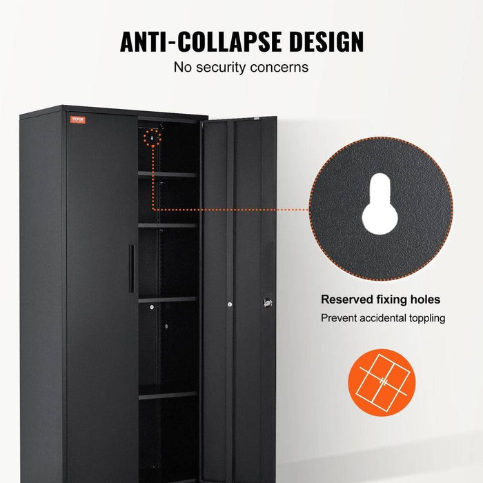 Magnetic Metal Storage Cabinet with 4 Adjustable Shelves and Lock System
