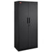 Metal Storage Cabinet with Wheels 190 cm Black Locking Cabinet with 2 Magnetic Doors and 4 Adjustable Shelves