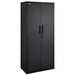 Metal storage cabinet with wheels and locking doors, adjustable shelves
