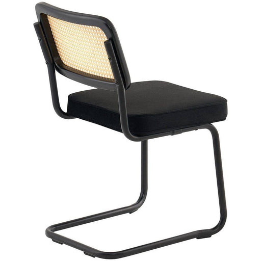 Black Rattan Dining Chair with Ergonomic Backrest