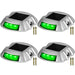 Waterproof Solar Dock Lights - Outdoor, 6 LEDs (4PCS-Green) with Solar-Powered Charging, Sturdy Cast Aluminum Shell, Super Bright LED Light, Easy to Install, and Various Uses for Roads, Paths, Decks, Driveways, Gardens, and More