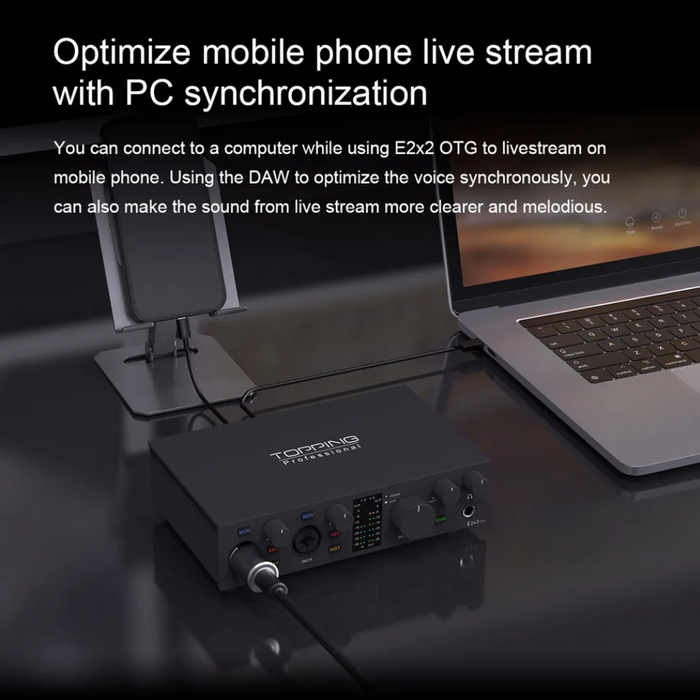 NEW TOPPING E2x2 OTG Professional audio interface 2 in 2 out sound card 8 DAW and 6 LoopBack channels SPDIF output expansion