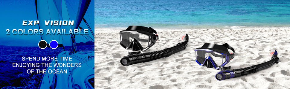 Dry snorkel set with anti-fog scuba diving mask in pink