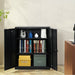 Metal Storage Cabinet with Wheels 190 cm - Locking Cabinet, 2 Magnetic Doors, 4 Adjustable Shelves, 90 kg Capacity (3 Layers-Black) product image with effortless assembly and simple panel design