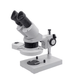 High-quality stereo microscope with 10X and 20X magnification for precise PCB inspection and soldering repair tasks, featuring a ring light for enhanced visibility