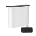 Portable Tradeshow Podium Table Foldable Exhibition Counter with Sturdy Aluminium Alloy Frame and Black Density Board Tabletop for Stable Setup 