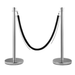 Two black stanchion posts with velvet ropes and fillable plastic base