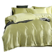 Luxury Satin Bedding Set with Fitted Sheet - High-Density Solid Color Duvet Cover and Pillowcases (Light yellow - 1.8m plus 4pcs) - FLUXA