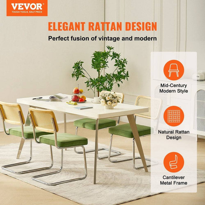 Package of 4 Green Rattan Dining Chairs with Instruction Guide