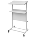 Height Adjustable Standing Lectern with Rolling Casters and Storage Shelf in Classroom Setting