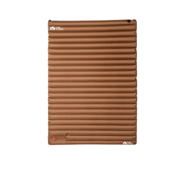 Thick and comfortable 9cm inflatable camping air mat in brown