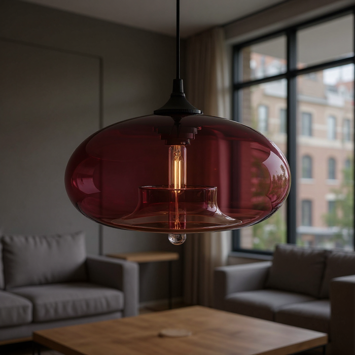Nordic Modern Wine Red Glass Pendant Lamp