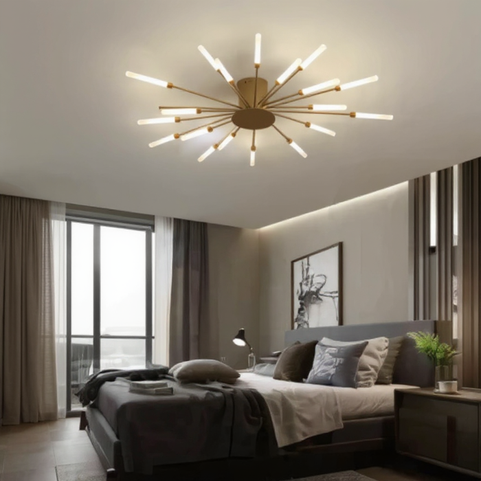 Modern 18-Head Gold Nordic LED Ceiling Light