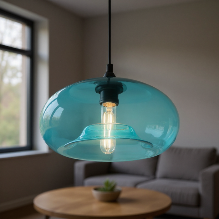 Light Blue Art Deco Pendant Lamp Industrial Style