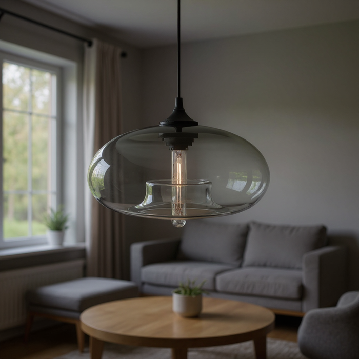 Gray Industrial Loft Pendant Light with Adjustable Cord
