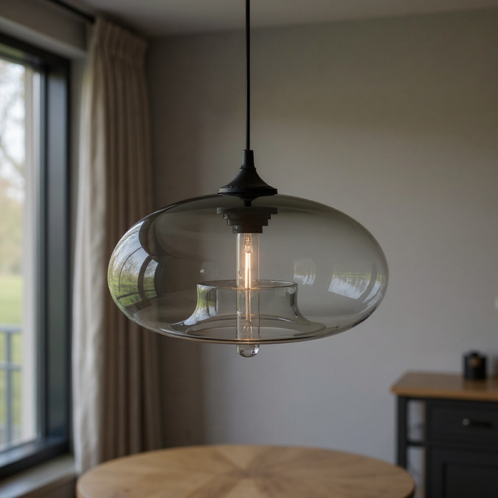 Gray Industrial Loft Pendant Light with Adjustable Cord