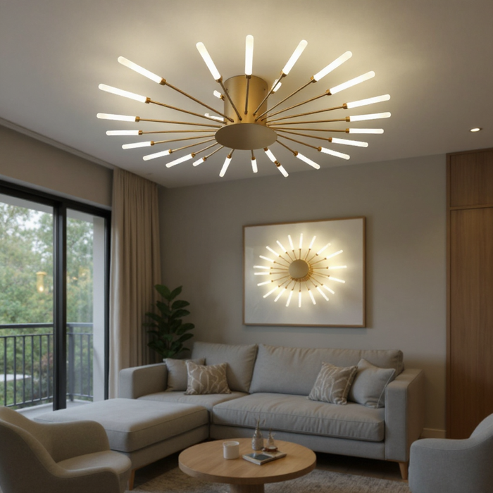 Modern 18-Head Gold Nordic LED Ceiling Light
