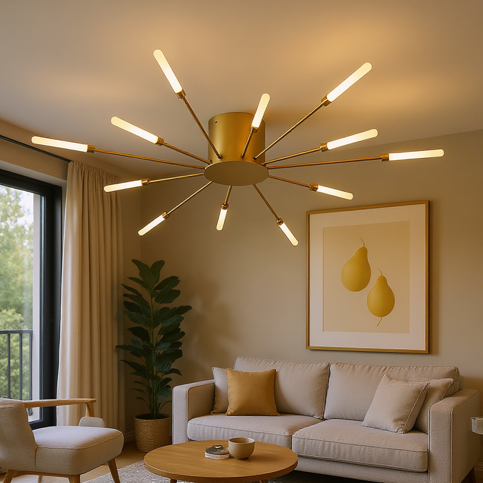 Modern Gold LED Ceiling Light 12 Heads Nordic Design