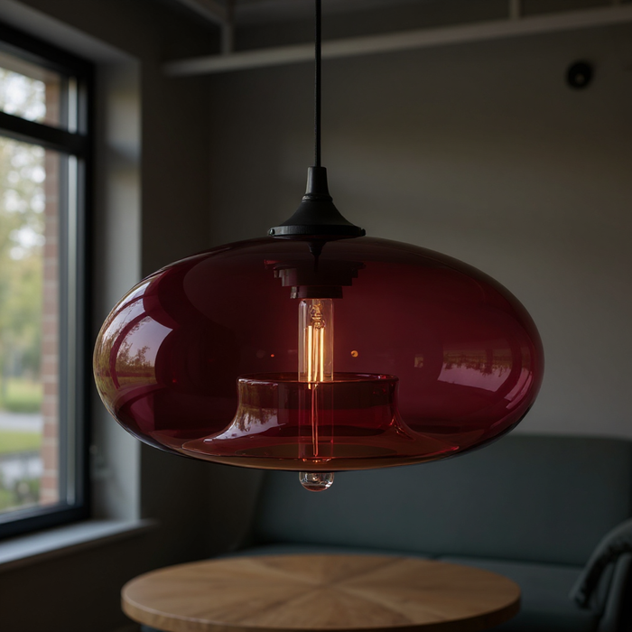 Nordic Modern Wine Red Glass Pendant Lamp