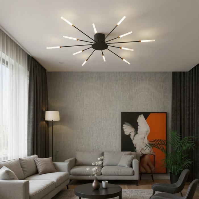 Black Nordic LED Ceiling Light 12 Heads