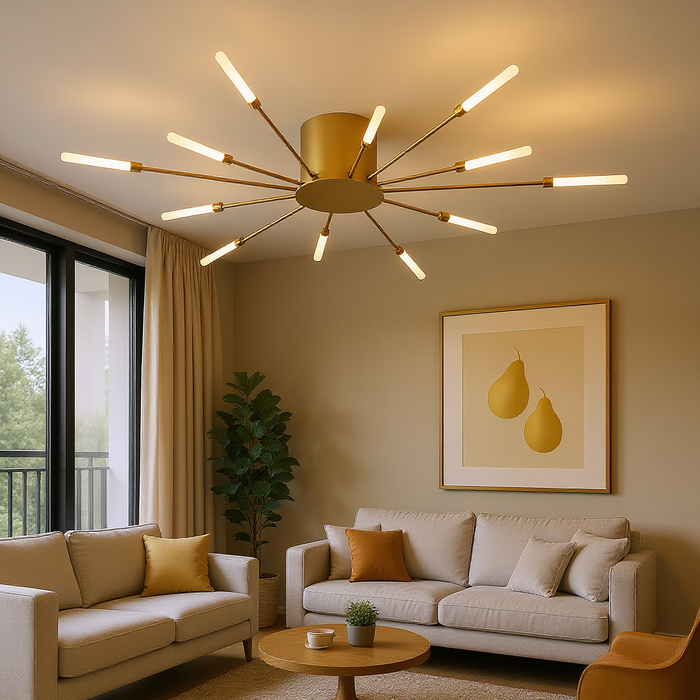 Modern Gold LED Ceiling Light 12 Heads Nordic Design