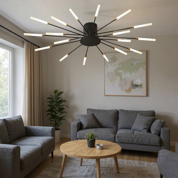 Nordic Black LED Ceiling Lamp with 18 Light Heads