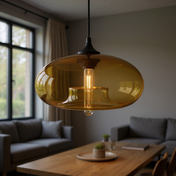 Nordic Modern Amber Glass Pendant Lamp
