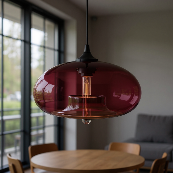 Nordic Modern Wine Red Glass Pendant Lamp