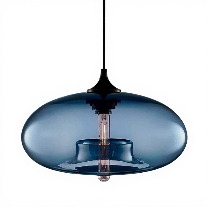 Nordic Modern Dark Blue Pendant Lamp with Glass Shade