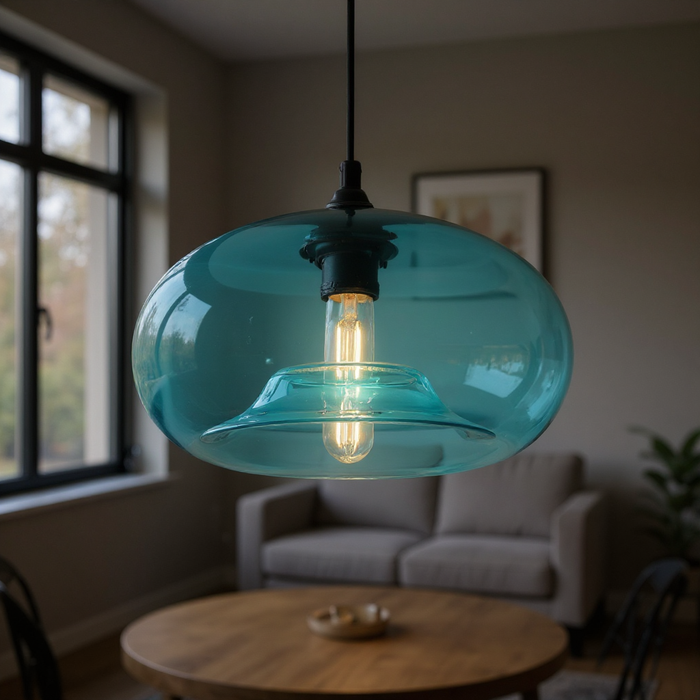 Light Blue Art Deco Pendant Lamp Industrial Style