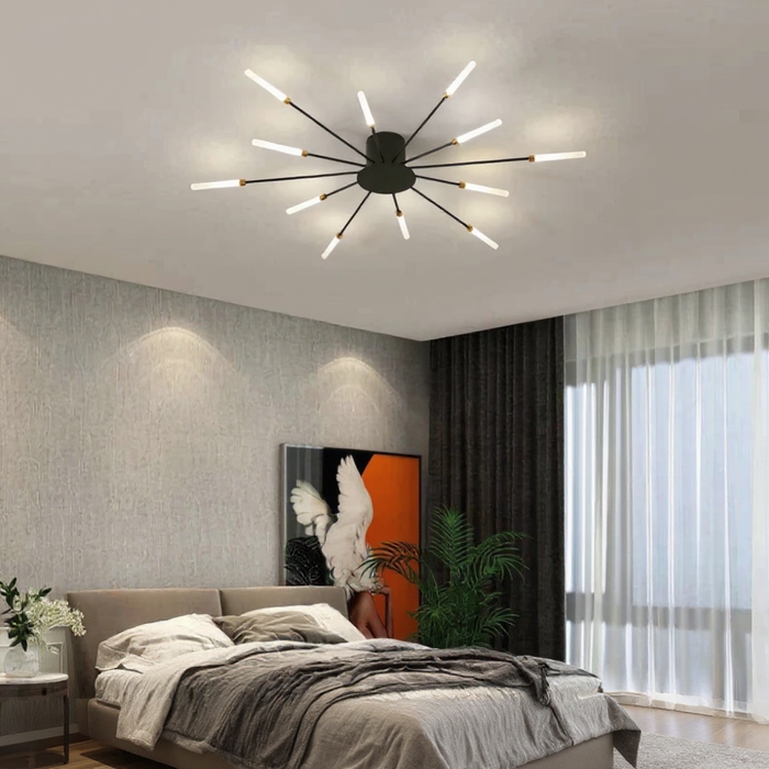 Black Nordic LED Ceiling Light 12 Heads