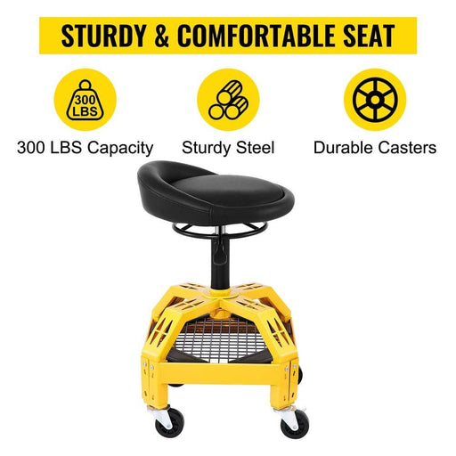  Adjustable Swivel Garage Chair with 135 kg Weight Capacity 
