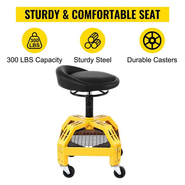  Adjustable Swivel Garage Chair with 135 kg Weight Capacity 